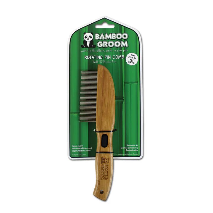 Bamboo Groom Rotating Pin Comb - TRICK & TAILS