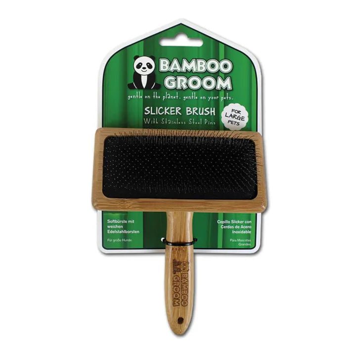 Bamboo Groom Slicker Brush Large - TRICK & TAILS