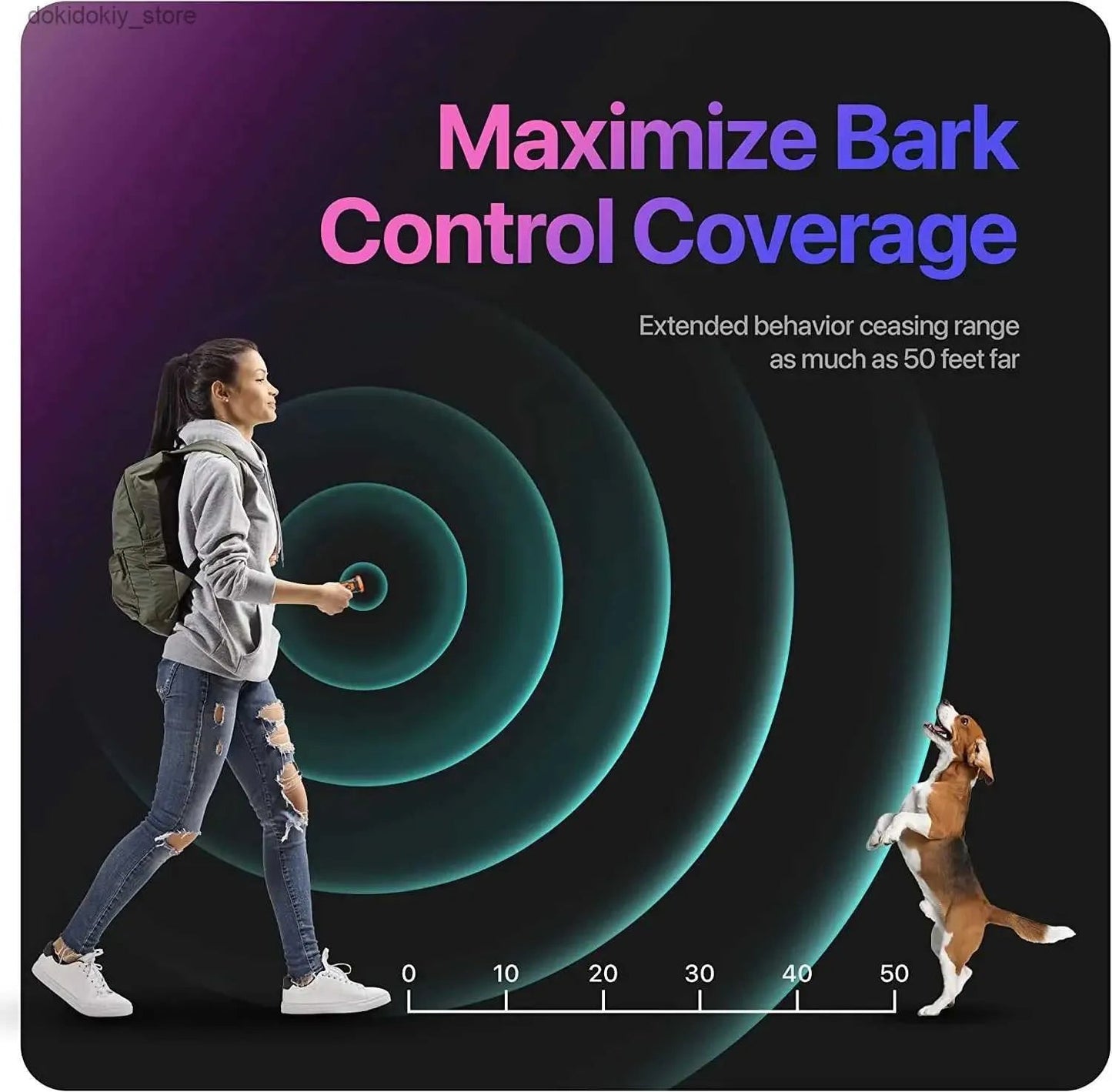 Rechargeable Ultrasonic Dog Training & Bark Deterrent Device with LED Flashlight - TRICK & TAILS